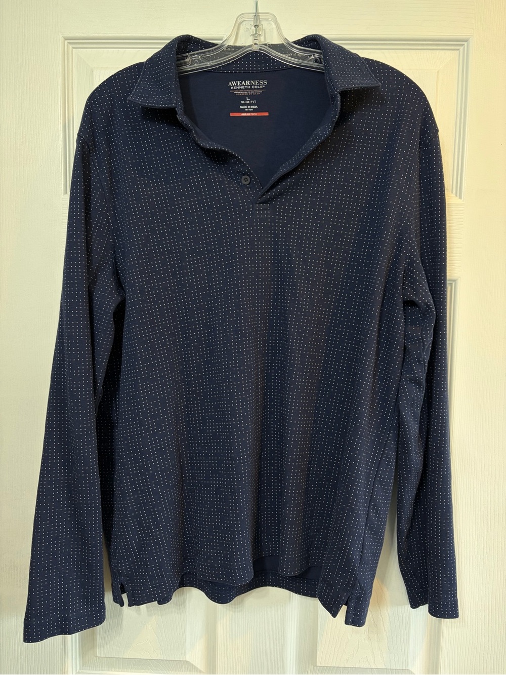 Kenneth Cole Navy Blue Long Sleeve Casual Button Down Shirt